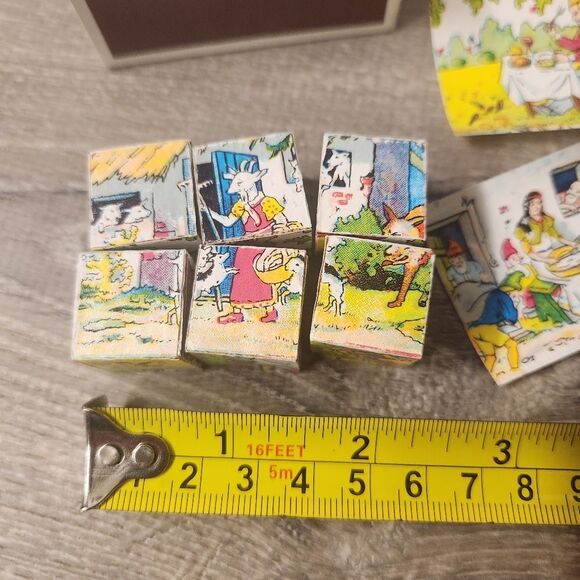 Vintage Hermann Eichhorn Fairy Tales Wooden Puzzle Blocks with Box West Germany - Picture 6 of 6
